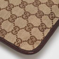 Pre Owned Gucci Beige GG Canvas and Leather Crossbody Bag