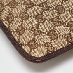 Pre Owned Gucci Beige GG Canvas and Leather Crossbody Bag