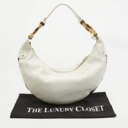 Gucci White Python and Beads Bamboo Ring Hobo