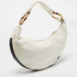 Gucci White Python and Beads Bamboo Ring Hobo