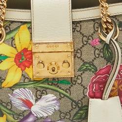 Pre Owned Gucci Multicolor Floral GG Supreme Canvas Small Padlock Shoulder Bag
