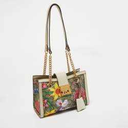 Pre Owned Gucci Multicolor Floral GG Supreme Canvas Small Padlock Shoulder Bag