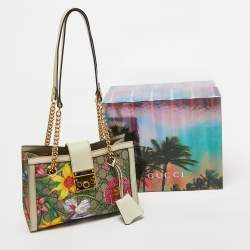 Pre Owned Gucci Multicolor Floral GG Supreme Canvas Small Padlock Shoulder Bag