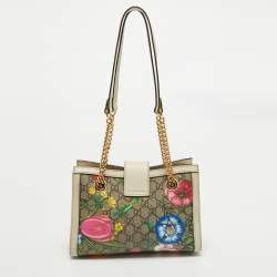 Pre Owned Gucci Multicolor Floral GG Supreme Canvas Small Padlock Shoulder Bag