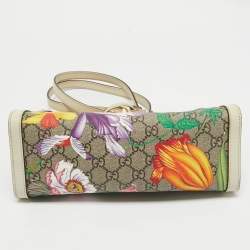 Pre Owned Gucci Multicolor Floral GG Supreme Canvas Small Padlock Shoulder Bag