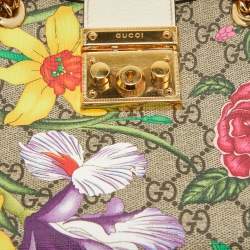 Pre Owned Gucci Multicolor Floral GG Supreme Canvas Small Padlock Shoulder Bag