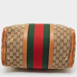 Gucci Tan/Beige GG Canvas Medium Vintage Web Boston Bag