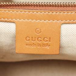 Gucci Tan/Beige GG Canvas Medium Vintage Web Boston Bag