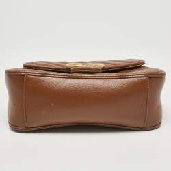 Pre Owned Gucci Brown Matelassé Leather Mini GG Marmont Top Handle Bag