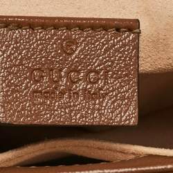 Pre Owned Gucci Brown Matelassé Leather Mini GG Marmont Top Handle Bag