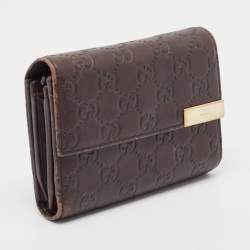 Gucci Dark Brown Guccissima Leather Flap French Wallet