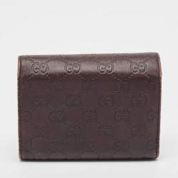 Gucci Dark Brown Guccissima Leather Flap French Wallet