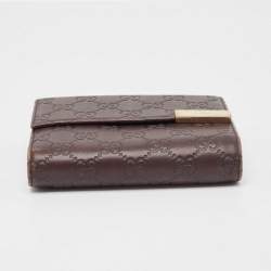 Gucci Dark Brown Guccissima Leather Flap French Wallet