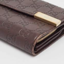 Gucci Dark Brown Guccissima Leather Flap French Wallet