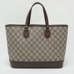 Pre Owned Gucci Beige/Brown GG Supreme Canvas and Leather Medium Ophidia Tote