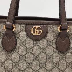 Pre Owned Gucci Beige/Brown GG Supreme Canvas and Leather Medium Ophidia Tote