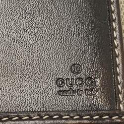 Gucci Brown/Beige GG Supreme Canvas and Patent Leather Metal Flap Continental Wallet