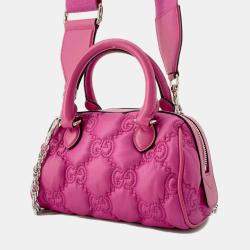 Gucci Pink GG Embossed Nylon and Leather Mini Shoulder Bag