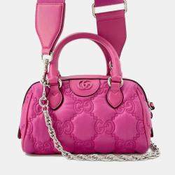 Gucci Pink GG Embossed Nylon and Leather Mini Shoulder Bag