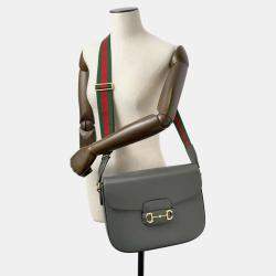 Gucci Grey Leather Horsebit 1955 Shoulder Bag