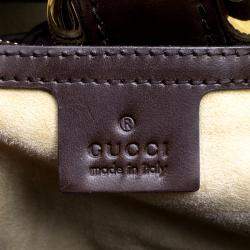 Gucci Dark Brown Animal Print Calf Hair and Leather Heritage Boston Bag