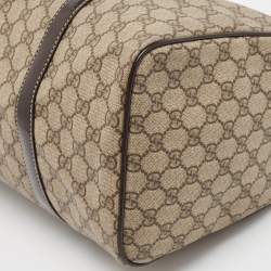 Pre Owned Gucci Dark Brown/Beige GG Supreme Canvas Medium Joy Boston Bag