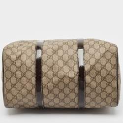 Pre Owned Gucci Dark Brown/Beige GG Supreme Canvas Medium Joy Boston Bag