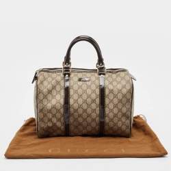 Pre Owned Gucci Dark Brown/Beige GG Supreme Canvas Medium Joy Boston Bag