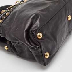 Pre Owned Gucci Black Leather Babouska Flap Satchel