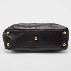 Pre Owned Gucci Black Leather Babouska Flap Satchel