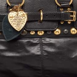 Pre Owned Gucci Black Leather Babouska Flap Satchel