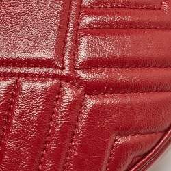 Pre Owned Gucci Red Matelassé Leather Mini GG Marmont Round Shoulder Bag