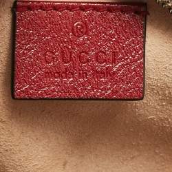 Pre Owned Gucci Red Matelassé Leather Mini GG Marmont Round Shoulder Bag