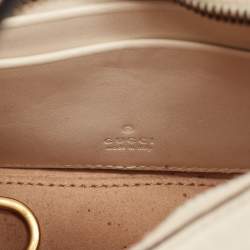 Pre Owned Gucci Off White Matelasse Leather Mini GG Marmont Shoulder Bag