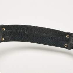 Pre Owned Gucci Black GG Canvas and Leather Bamboo Ring Hobo