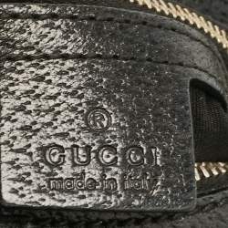 Pre Owned Gucci Black GG Canvas and Leather Bamboo Ring Hobo