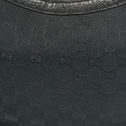 Pre Owned Gucci Black GG Canvas and Leather Bamboo Ring Hobo