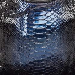 Pre Owned Gucci Metallic Blue/Black Leather and Python Galaxy Hobo