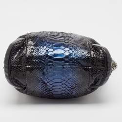 Pre Owned Gucci Metallic Blue/Black Leather and Python Galaxy Hobo