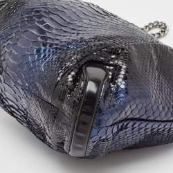 Pre Owned Gucci Metallic Blue/Black Leather and Python Galaxy Hobo