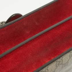 Pre Owned Gucci Beige/Red GG Supreme Canvas and Suede Small Dionysus Shoulder Bag