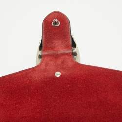 Pre Owned Gucci Beige/Red GG Supreme Canvas and Suede Small Dionysus Shoulder Bag