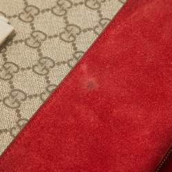 Pre Owned Gucci Beige/Red GG Supreme Canvas and Suede Small Dionysus Shoulder Bag