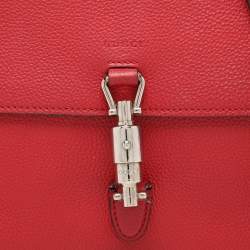 Pre Owned Gucci Red Leather Jackie Flap Shoulder Bag