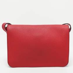 Pre Owned Gucci Red Leather Jackie Flap Shoulder Bag