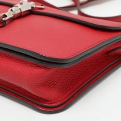 Pre Owned Gucci Red Leather Jackie Flap Shoulder Bag