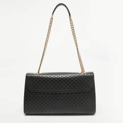 مملوكة مسبقًا Gucci Black Microguccissima Leather Medium Emily Chain Shoulder Bag