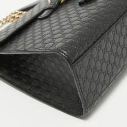 مملوكة مسبقًا Gucci Black Microguccissima Leather Medium Emily Chain Shoulder Bag