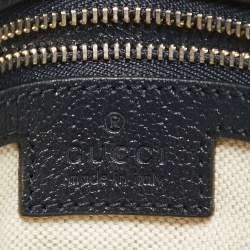 Pre Owned Gucci Navy Blue/Beige GG Supreme Canvas and Leather Blondie Top Handle Bag