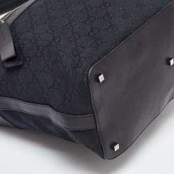 Pre Owned Gucci Black GG Canvas and Leather Hobo